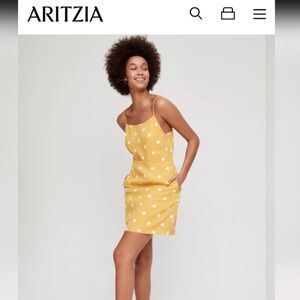 Aritzia Wilfred Isabelle Yellow Polka Dot Mini Dress • Size: 2